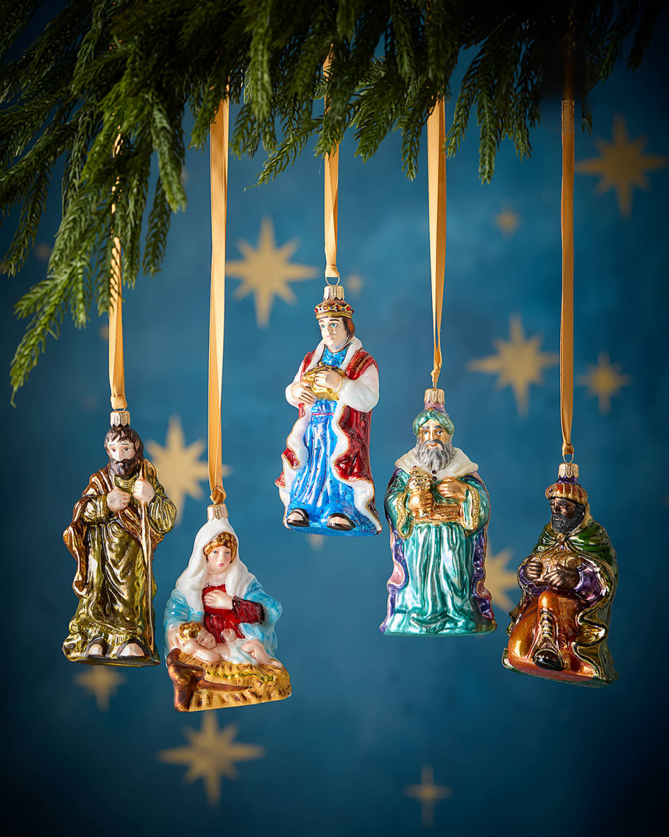 Three Kings Nativity Scene Christmas Ornaments, Set of 5